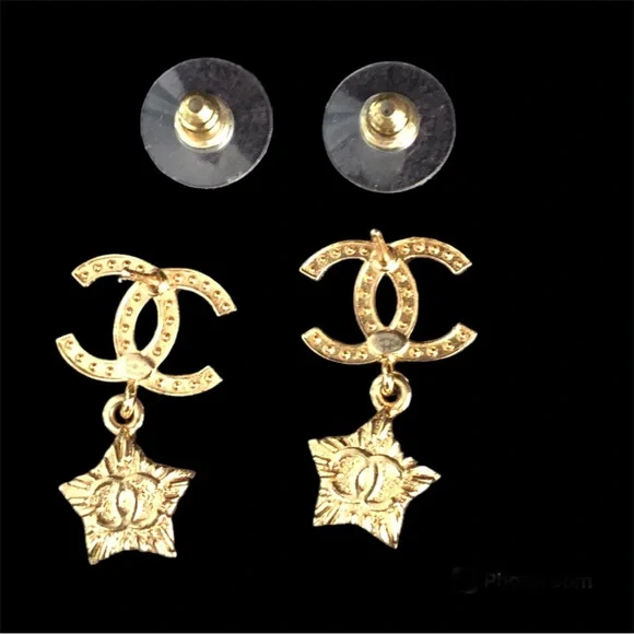 Chanel CC Crystal and Pearl Star Dangle Earrings ABC402 logo - Picture 4 of 12